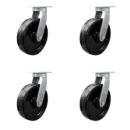 Service Caster 12'' Extra Heavy Duty Phenolic Wheel Swivel Caster Set with 2 Swivel Locks, 4PK CRAN-SCC-KP92S1230-PHR-BSL-2-S-2